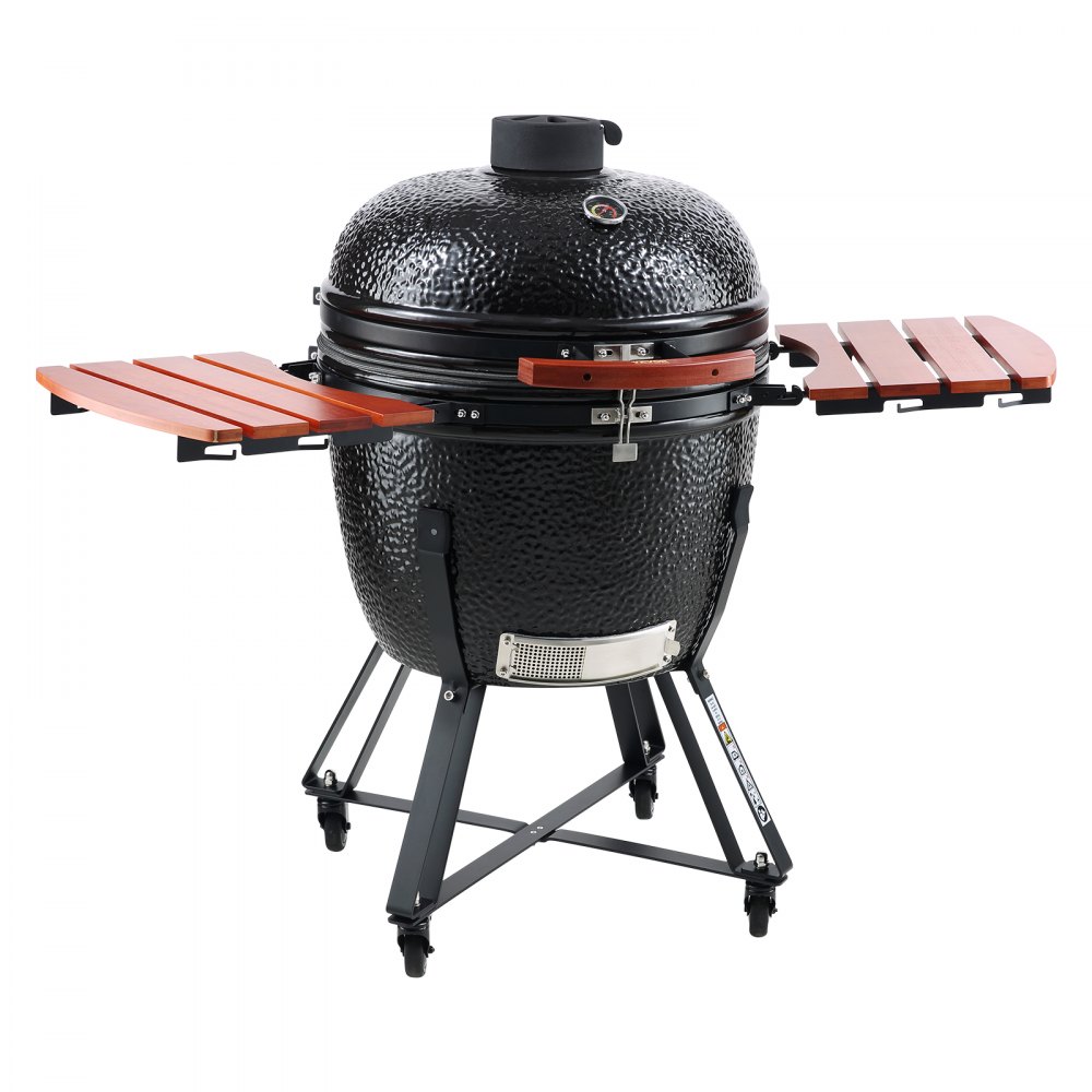 VEVOR Portable Charcoal Grill, Propane Gas Grills with Cover and Cart, Heavy Duty Stainless Steel BBQ Grill, Mini Smoker for Outdoor Cooking, Barbecue Camping, Picnic, and Backyard, Black