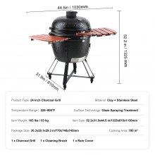 VEVOR 24" Céramique Barbecue Grill Fumeur Portable Ronde Extérieure Grille pour Patio