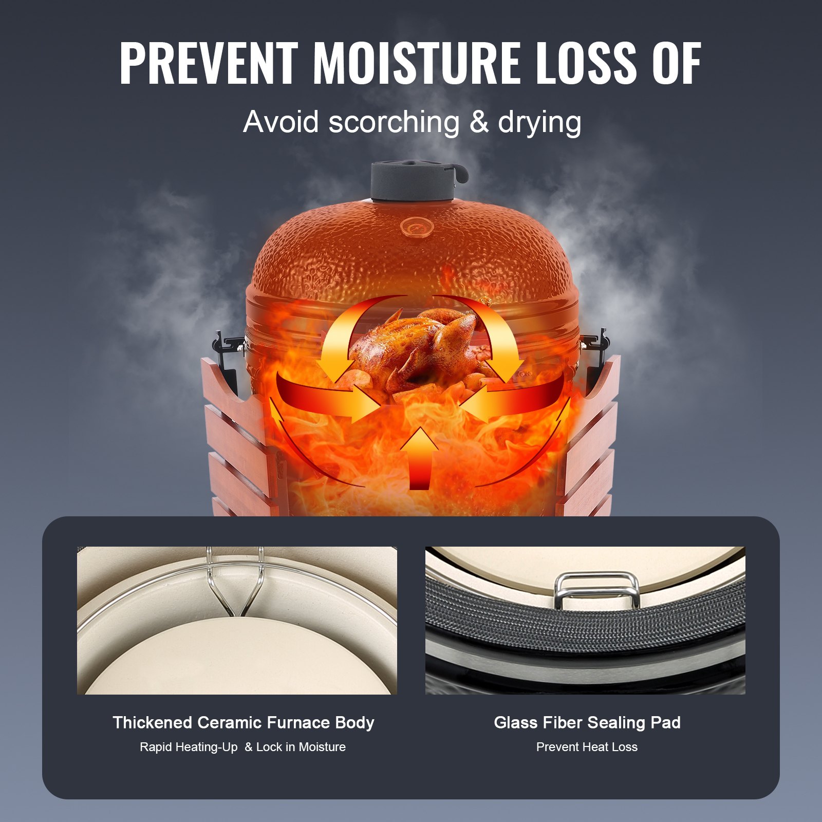 VEVOR Portable Charcoal Grill, Propane Gas Grills with Cover and Cart, Heavy Duty Stainless Steel BBQ Grill, Mini Smoker for Outdoor Cooking, Barbecue Camping, Picnic, and Backyard, Black