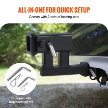 VEVOR Hitch Adapter, 1-1/4" to 2" Receiver Hitch Extender Extension, Trailer Hitch Riser with 4" Rise/Drop, 6-1/2" Extension Length, 1814 kgs Towing Capacity, Hitch Pins, Bolt and Nut Included, Black