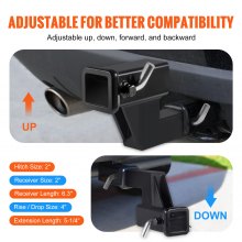 VEVOR Trailer Hitch Riser Tow Adapter Extender for 2" Receiver with 4" Rise/Drop