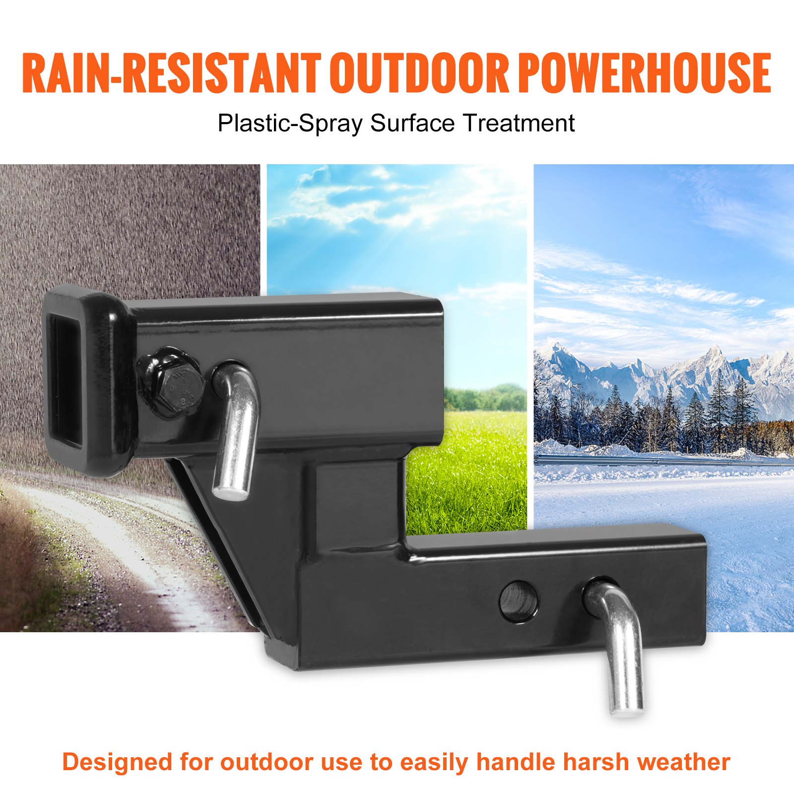 VEVOR Trailer Hitch Riser Tow Adapter Extender for 2" (5.1 cm) Receiver with 4" (10.2 cm) Rise/Drop