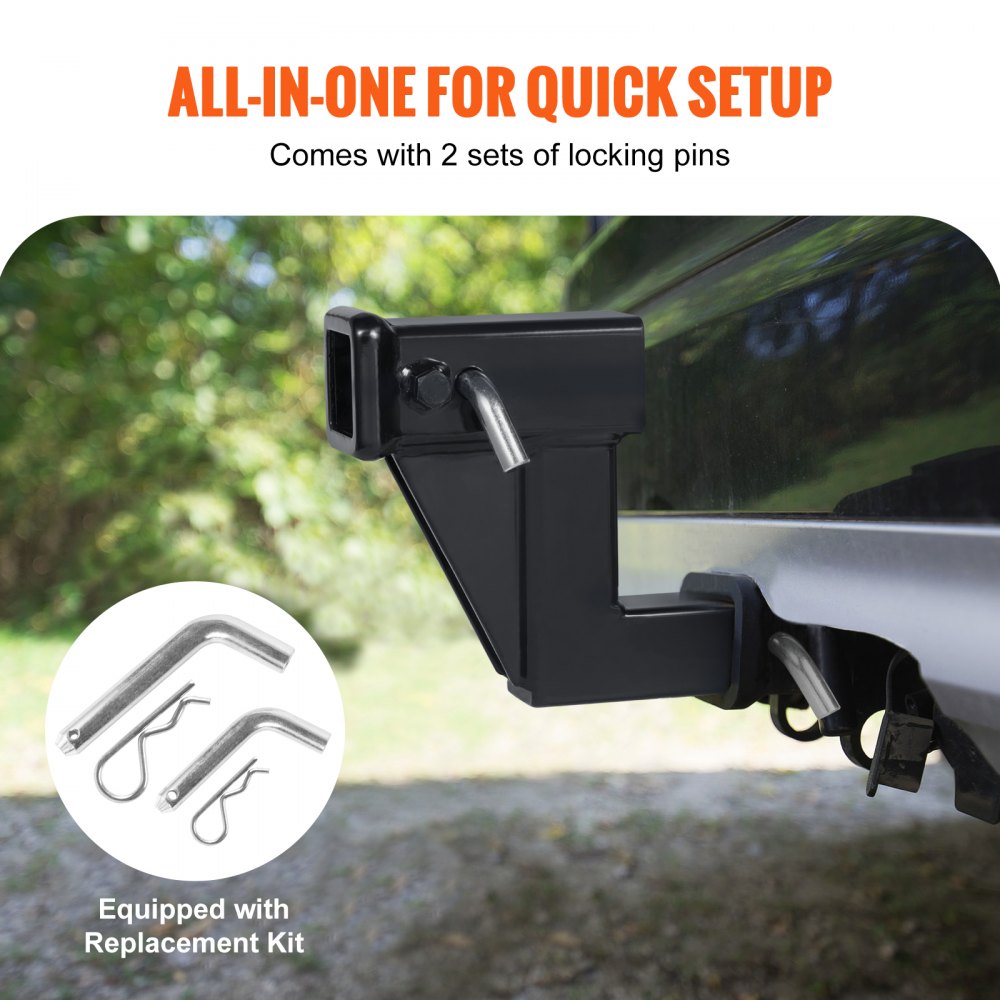 VEVOR Trailer Hitch Riser, för 2" mottagare med 6" stigning/sänkning, Trailer Receiver Hitch Extender förlängningsadapter, 7" och 9" förlängningslängd, 4000 lbs Max dragkapacitet, dragstift medföljer, svart