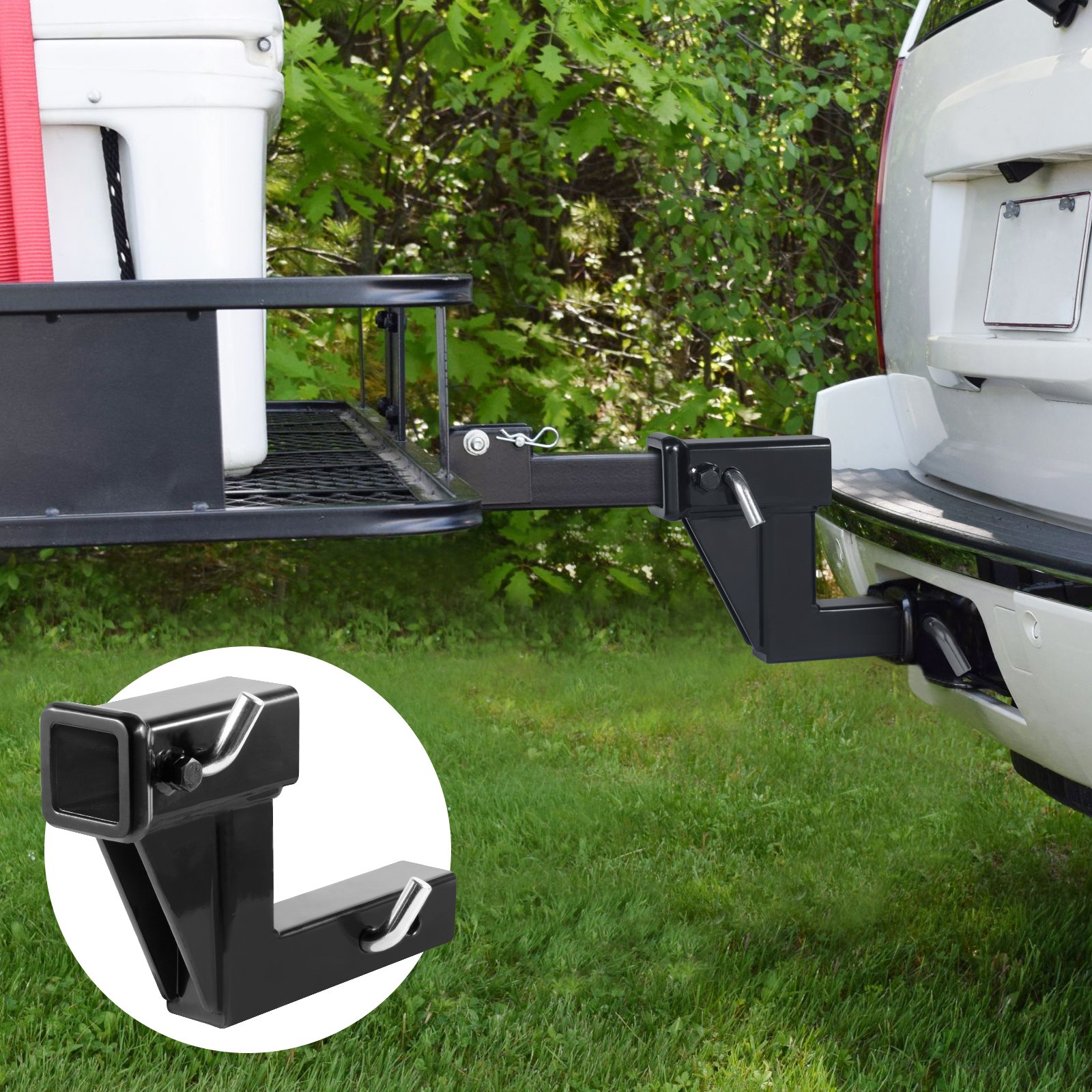 VEVOR Trailer Hitch Riser, för 2" mottagare med 6" stigning/sänkning, Trailer Receiver Hitch Extender förlängningsadapter, 7" och 9" förlängningslängd, 4000 lbs Max dragkapacitet, dragstift medföljer, svart