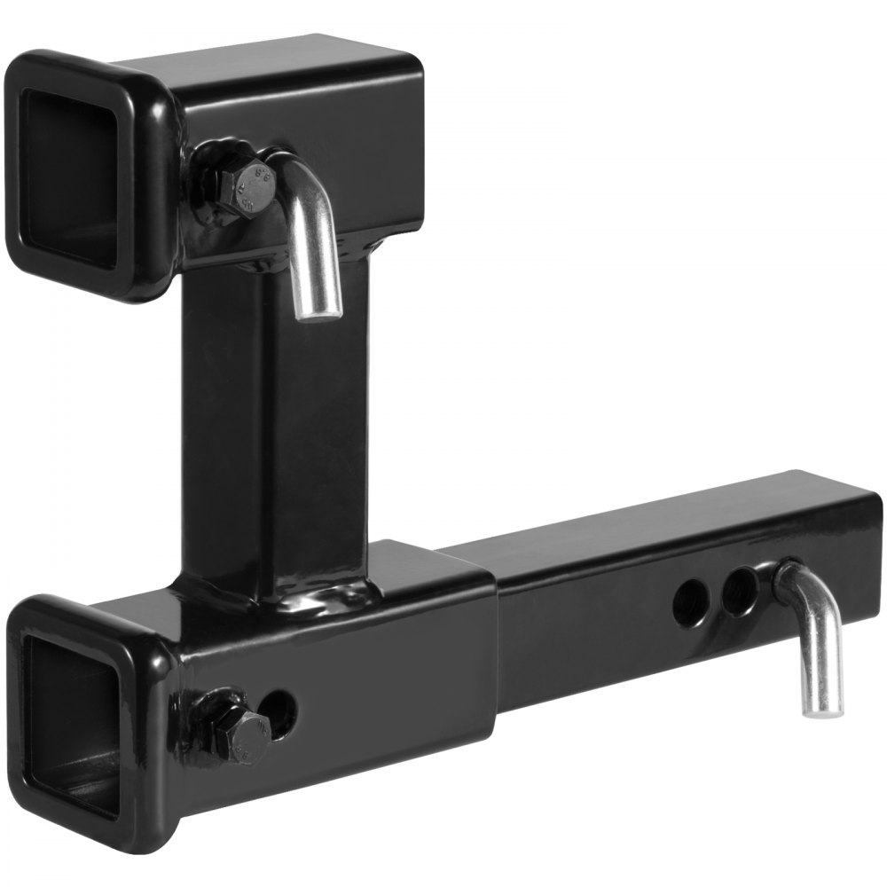 VEVOR Dual Hitch Extension, for 2" Trailer Hitch Receiver, Hitch Adapter Extender to 10" Max Adjustable Length, 7-1/2" Rise/Drop, 4000 lbs Towing Capacity, Hitch Pins, Bolt and Nut Kit Included, Black
