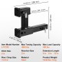 VEVOR Dual Hitch Extension, for 2" Trailer Hitch Receiver, Hitch Adapter Extender to 10" Max Adjustable Length, 7-1/2" Rise/Drop, 4000 lbs Towing Capacity, Hitch Pins, Bolt and Nut Kit Included, Black