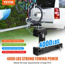 VEVOR Dual Hitch Extension, for 2" Trailer Hitch Receiver, Hitch Adapter Extender to 10" Max Adjustable Length, 7-1/2" Rise/Drop, 4000 lbs Towing Capacity, Hitch Pins, Bolt and Nut Kit Included, Black