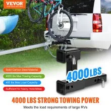 VEVOR Dual Hitch Extension, for 2" Trailer Hitch Receiver, Hitch Adapter Extender to 10" Max Adjustable Length, 7-1/2" Rise/Drop, 4000 lbs Towing Capacity, Hitch Pins, Bolt and Nut Kit Included, Black