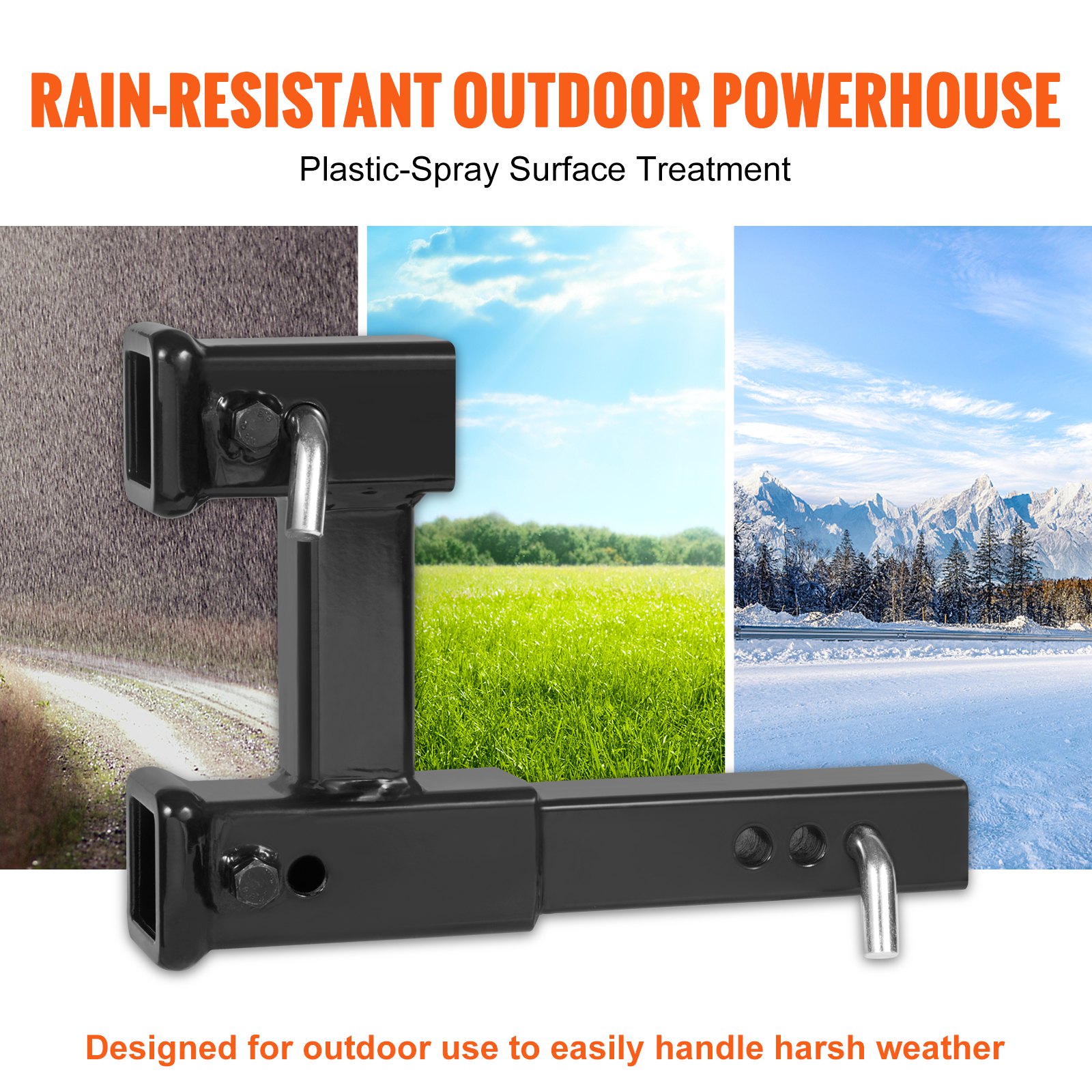 VEVOR Dual Hitch Extension, for 2" Trailer Hitch Receiver, Hitch Adapter Extender to 10" Max Adjustable Length, 7-1/2" Rise/Drop, 4000 lbs Towing Capacity, Hitch Pins, Bolt and Nut Kit Included, Black
