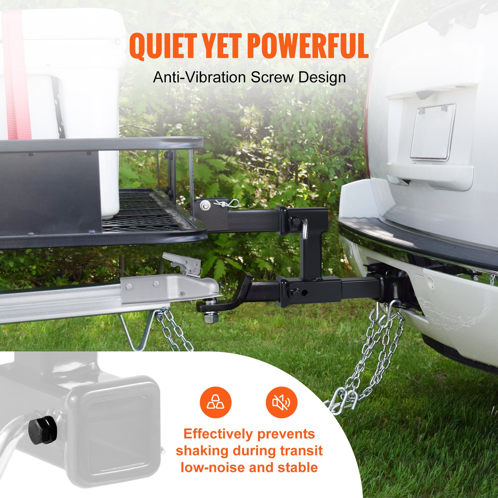VEVOR Dual Hitch Extension, for 2" Trailer Hitch Receiver, Hitch Adapter Extender to 10" Max Adjustable Length, 7-1/2" Rise/Drop, 4000 lbs Towing Capacity, Hitch Pins, Bolt and Nut Kit Included, Black