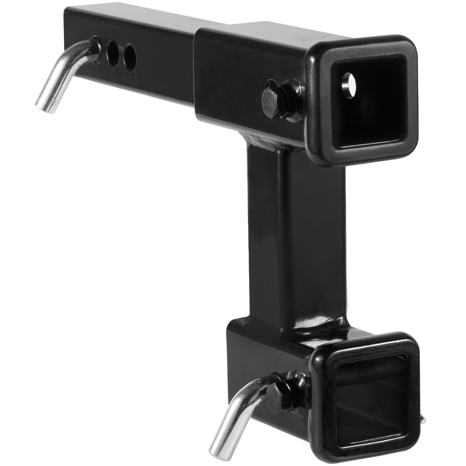 VEVOR Dual Hitch Extension, for 2" Trailer Hitch Receiver, Hitch Adapter Extender to 10" Max Adjustable Length, 7-1/2" Rise/Drop, 4000 lbs Towing Capacity, Hitch Pins, Bolt and Nut Kit Included, Black