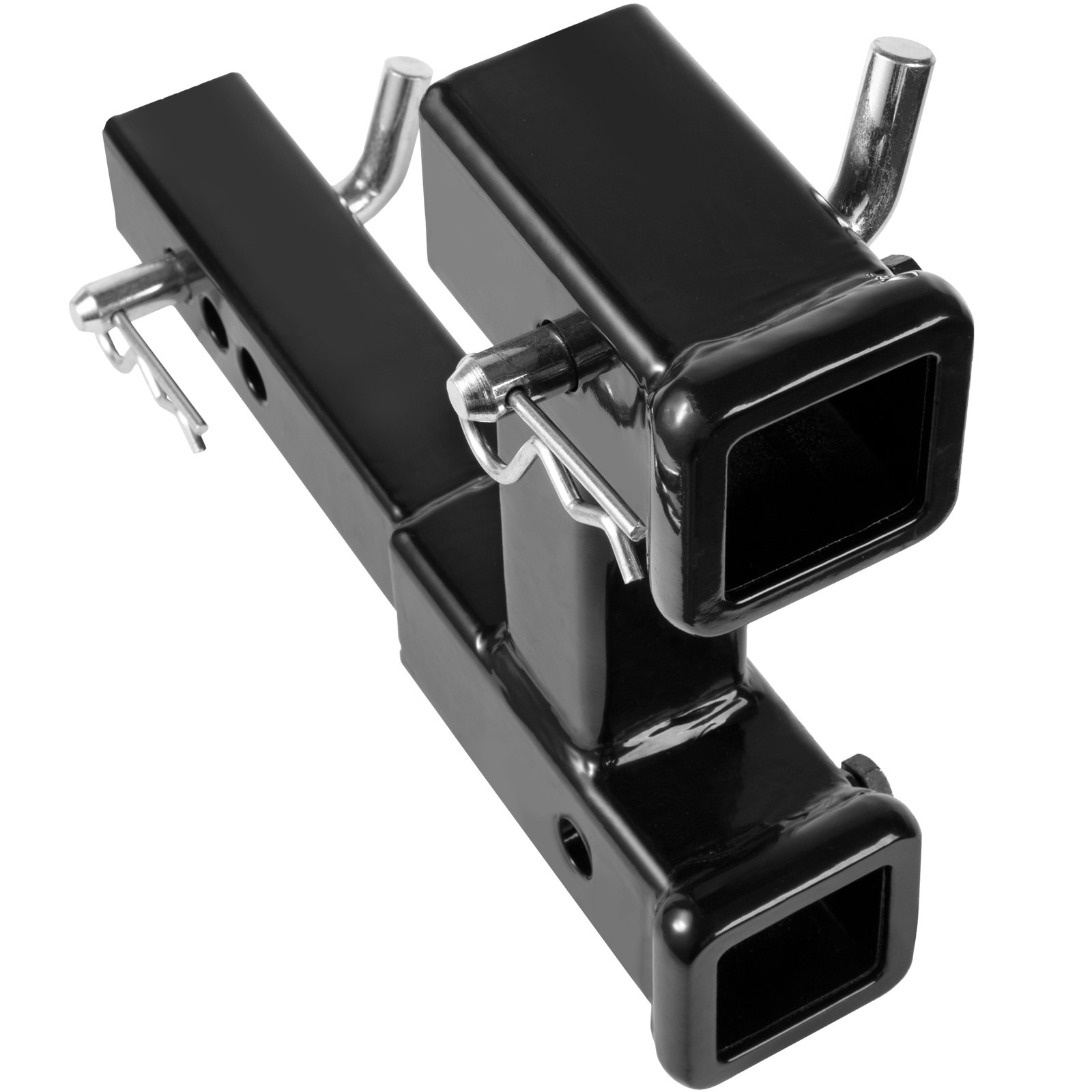 VEVOR Dual Hitch Extension, for 2" Trailer Hitch Receiver, Hitch Adapter Extender to 10" Max Adjustable Length, 7-1/2" Rise/Drop, 4000 lbs Towing Capacity, Hitch Pins, Bolt and Nut Kit Included, Black