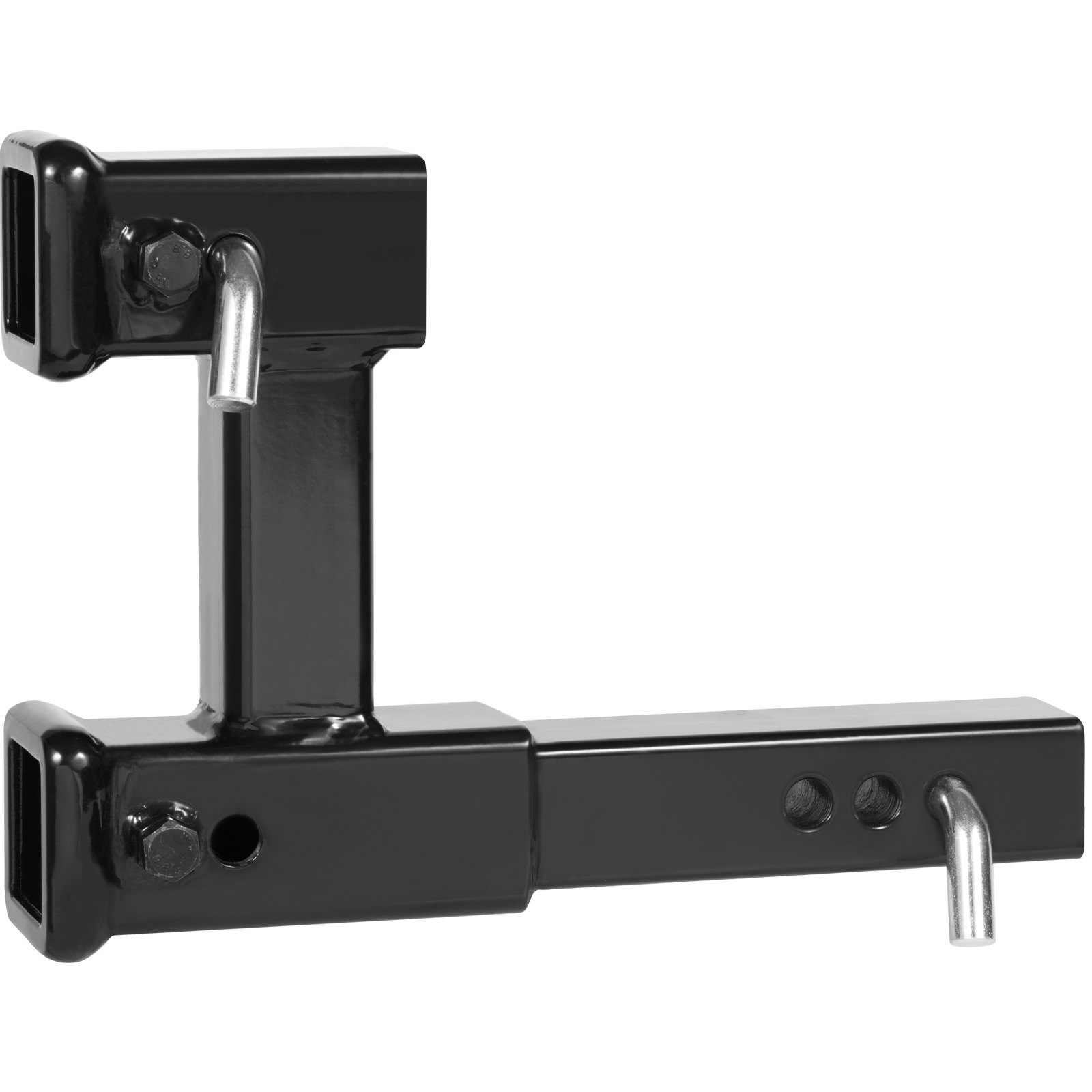 VEVOR Dual Hitch Extension, for 2" Trailer Hitch Receiver, Hitch Adapter Extender to 10" Max Adjustable Length, 7-1/2" Rise/Drop, 4000 lbs Towing Capacity, Hitch Pins, Bolt and Nut Kit Included, Black