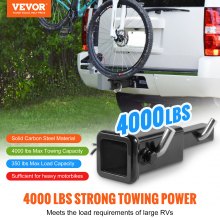 VEVOR Trailer Hitch Extender, 1-1/4" to 2" Receiver Hitch Adapter, Trailer Hitch Extension Tube Extender, 6" Extension Length, 4000 lbs Towing Capacity, Hitch Pins, Clips, Bolt and Nut Included, Black