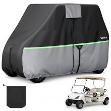 VEVOR Golf Cart Cover, Full Coverage 2+2/4 Passenger Golf Cart, 600D Waterproof Oxford Fabric Club Car Cover Fits Most Carts Club Car, Yamaha, EZGO, Honda, PU Coating & Three Zipper Doors