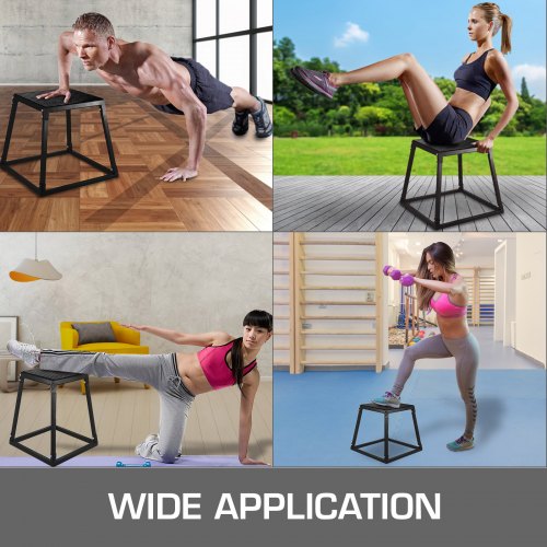 VEVOR Plyometric Platform Box 12/18/24 Inch Fitness Exercise Jump Box Step Plyometric Box Jump for Exercise Fit Training (12inch /Black)