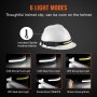 6 light modes for VEVOR rechargeable headlamp with helmet clip, cob and xpe lights, motion sensing.