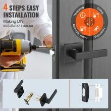 Passage Door Handle 1 Pack Matte Black Door Lever Interior Reversible Lever