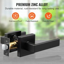 Passage Door Handle 1 Pack Matte Black Door Lever Interior Reversible Lever