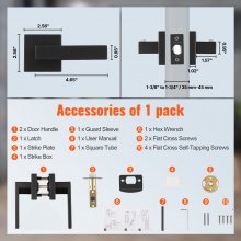 Passage Door Handle 1 Pack Matte Black Door Lever Interior Reversible Lever