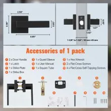 Passage Door Handle 1 Pack Matte Black Door Lever Interior Reversible Lever