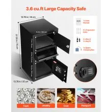 VEVOR 3.6 Cubic Feet Drop Safe Large Capacity 3 Tiers Drop Slot Safe Box Black