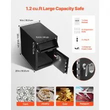 VEVOR 1.2 Cubic Feet Drop Safe Large Capacity 2 Tiers Drop Slot Safe Box Black