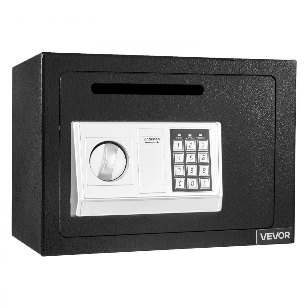 VEVOR 0.6 Cubic Feet Drop Safe, Drop Slot Safe Box with Password and Turn Knob, Heavy Duty Compact Cash Depository Box with a Front Lock Slot for Cash, Bank Slips, Jewelry, Documents, Bills, Black