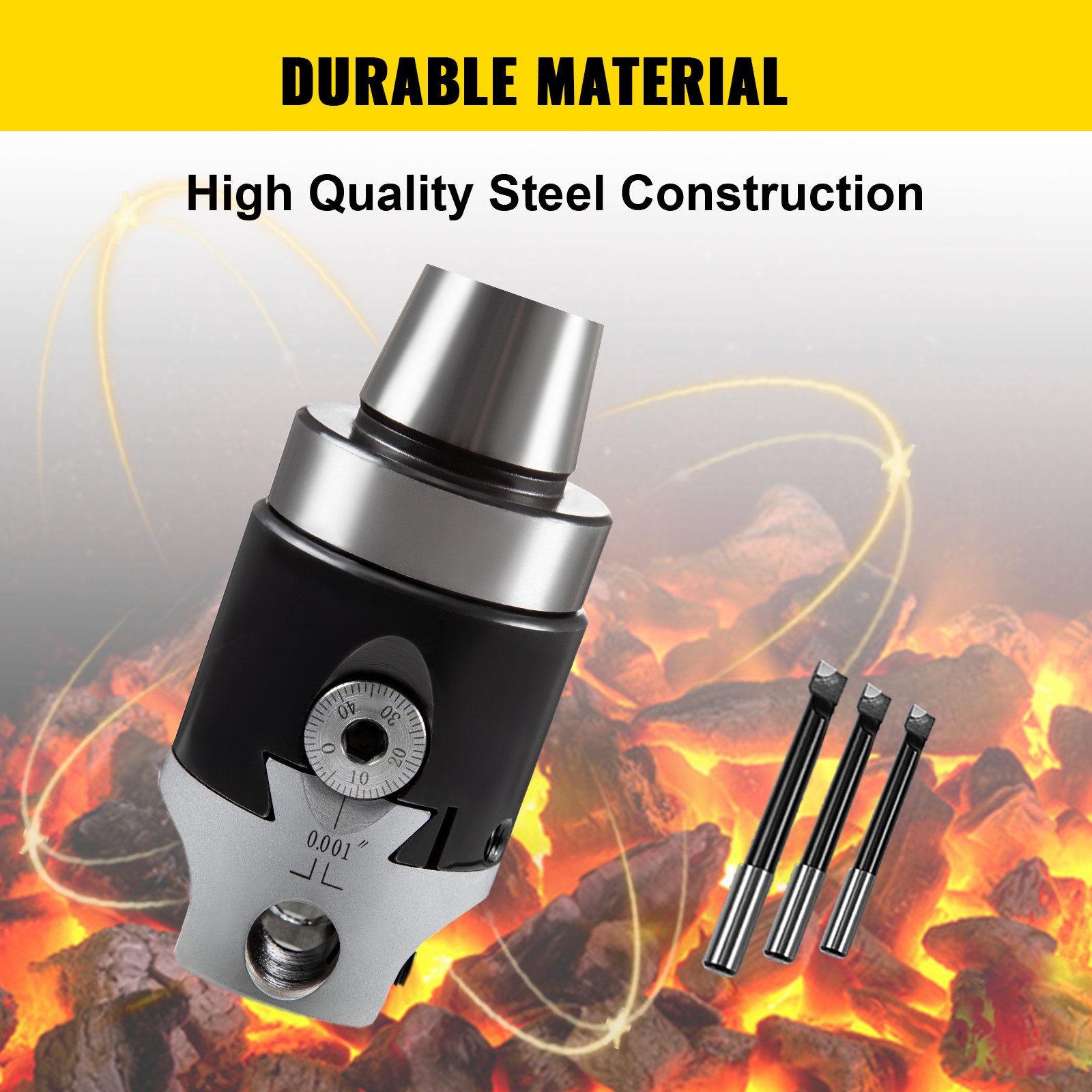 2'' Precision Adjustable Boring Head With R8 Shank & 9pcs Carbide Boring Bars