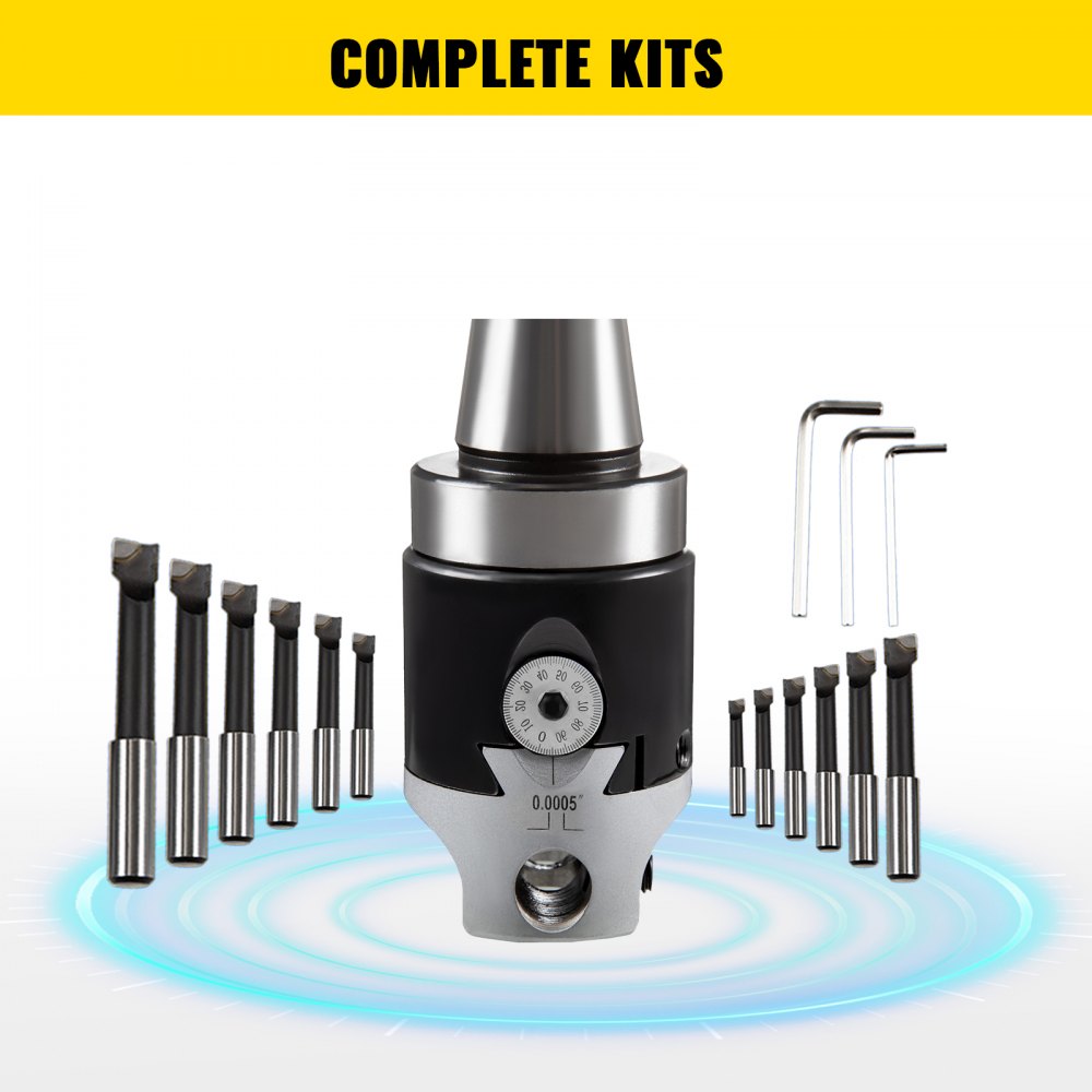 VEVOR 75mm boring head with R8 shank 12 pcs metric boring bar