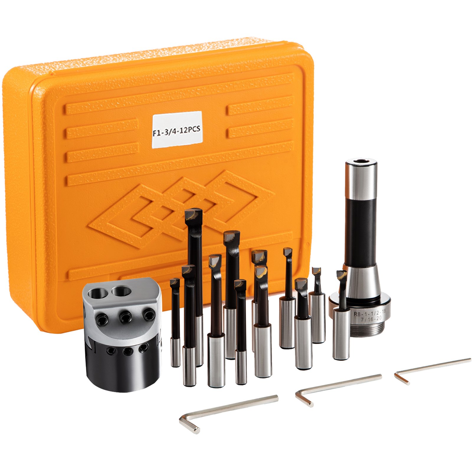 VEVOR 75mm boring head with R8 shank 12 pcs metric boring bar