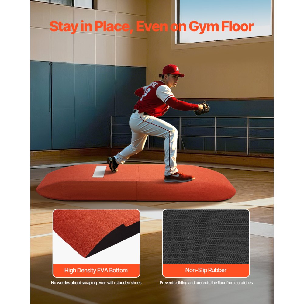 VEVOR Pitching Mound, Portable Baseball Game Mound, 107 in Indoor Outdoor Pitching Practice and Training Equipment, Softball Pitching Aids with Antifade Turf and Pitching Rubber