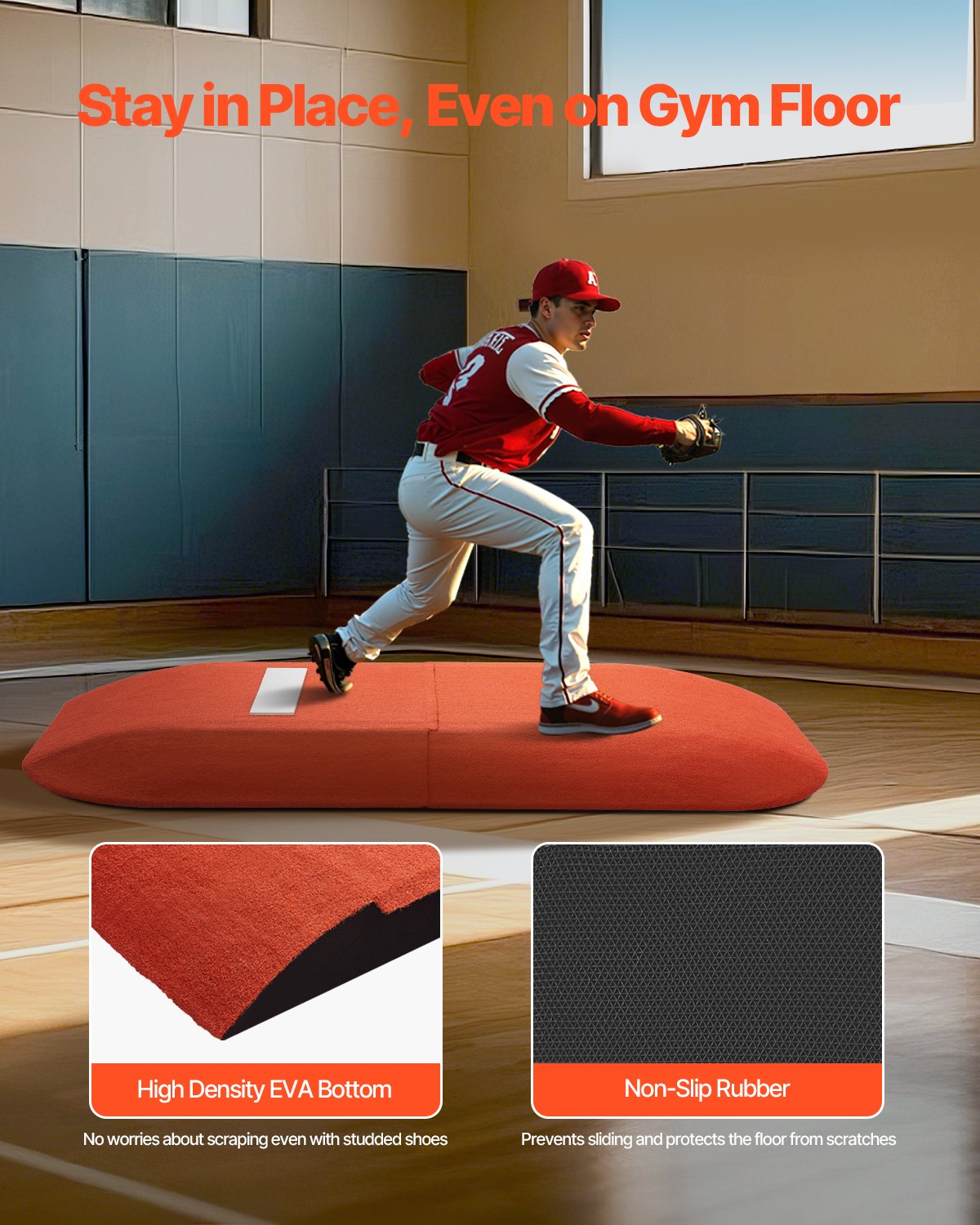 VEVOR Pitching Mound, Portable Baseball Game Mound, 107 in Indoor Outdoor Pitching Practice and Training Equipment, Softball Pitching Aids with Antifade Turf and Pitching Rubber