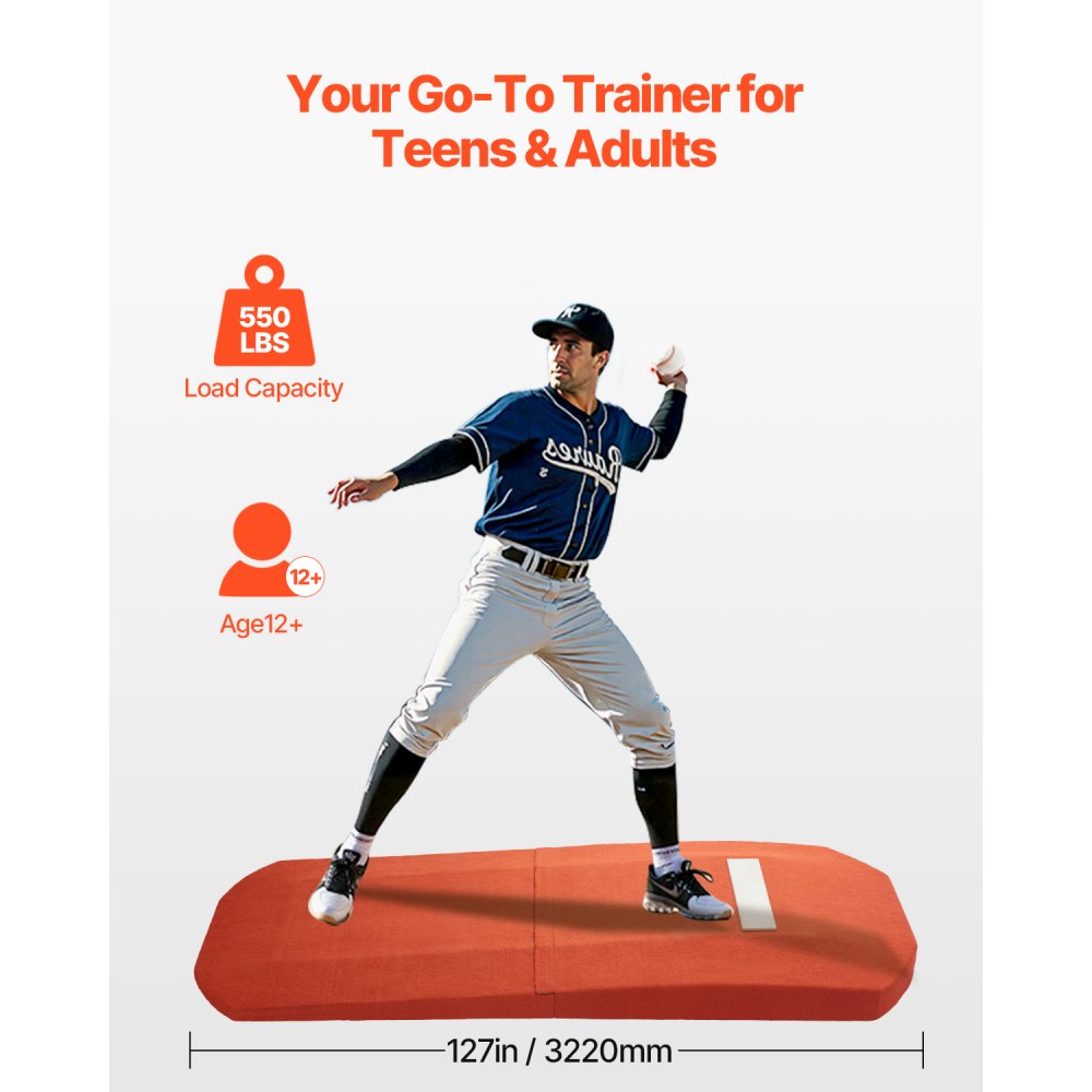 VEVOR Pitching Mound, Portable Baseball Game Mound, 127 in Indoor Outdoor Pitching Practice and Training Equipment, Softball Pitching Aids with Antifade Turf and Pitching Rubber