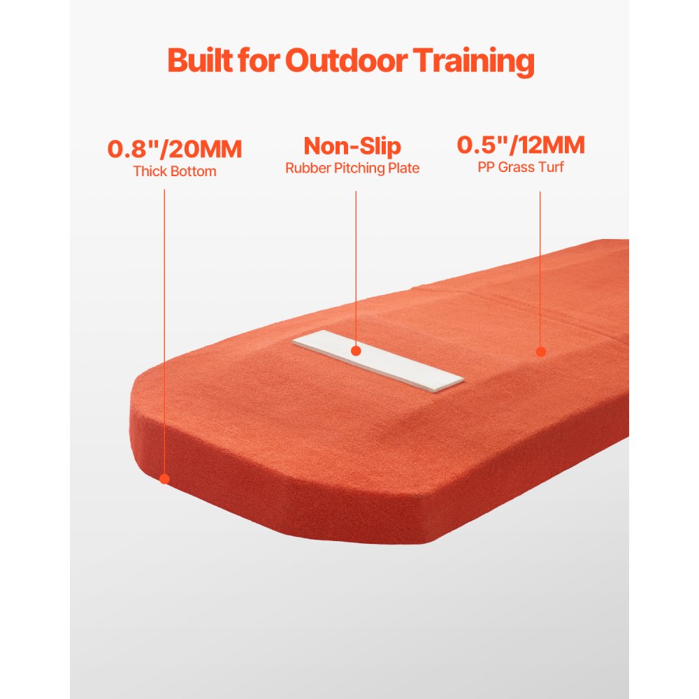 VEVOR Pitching Mound, Portable Baseball Game Mound, 127 in Indoor Outdoor Pitching Practice and Training Equipment, Softball Pitching Aids with Antifade Turf and Pitching Rubber