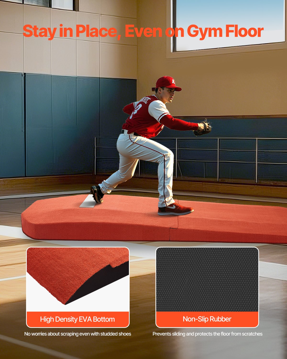 VEVOR Pitching Mound, Portable Baseball Game Mound, 127 in Indoor Outdoor Pitching Practice and Training Equipment, Softball Pitching Aids with Antifade Turf and Pitching Rubber