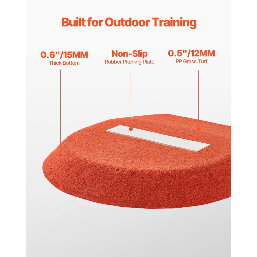 VEVOR Pitching Mound, Portable Baseball Game Mound, 42 in Indoor Outdoor Pitching Practice and Training Equipment, One-Piece Softball Pitching Aids with Antifade Turf and Pitching Rubber