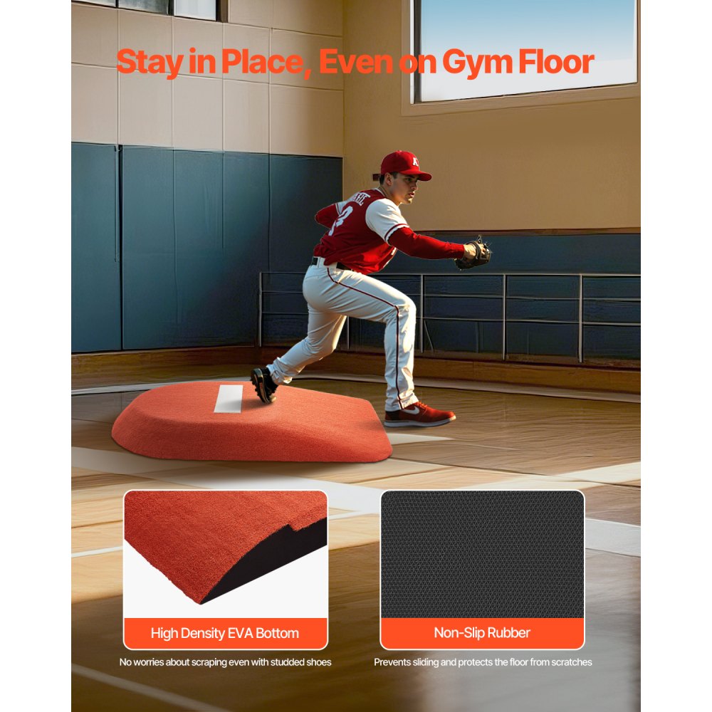 VEVOR Pitching Mound, Portable Baseball Game Mound, 42 in Indoor Outdoor Pitching Practice and Training Equipment, One-Piece Softball Pitching Aids with Antifade Turf and Pitching Rubber