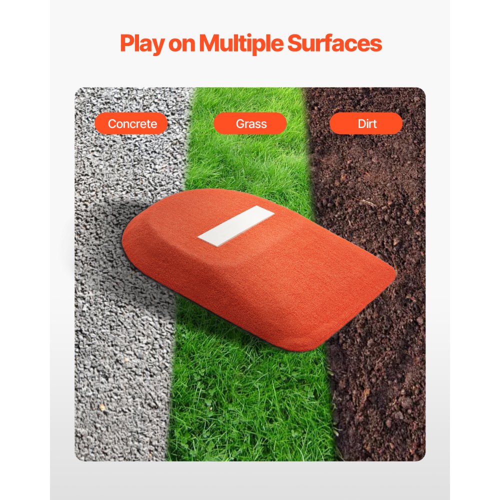 VEVOR Pitching Mound, Portable Baseball Game Mound, 42 in Indoor Outdoor Pitching Practice and Training Equipment, One-Piece Softball Pitching Aids with Antifade Turf and Pitching Rubber