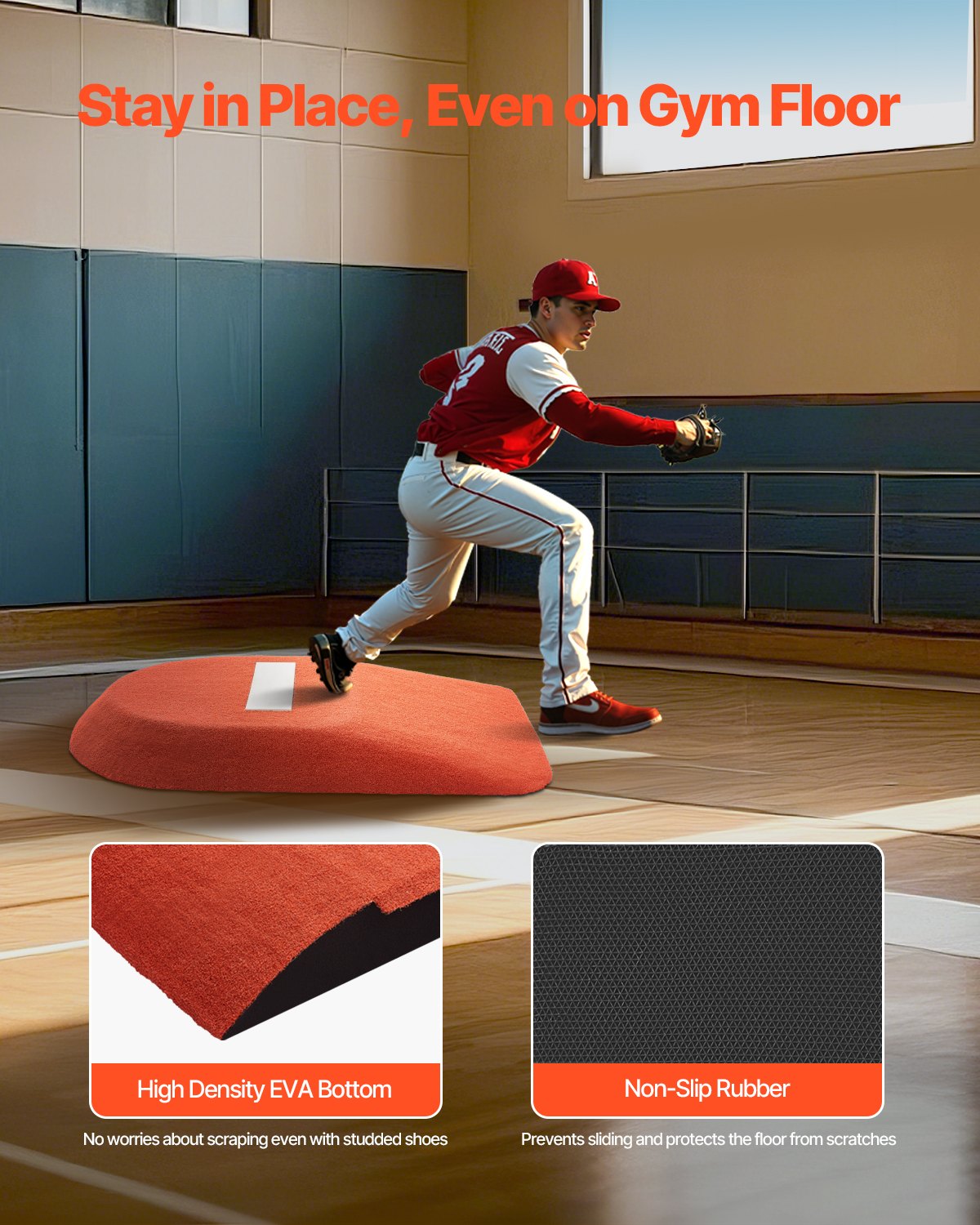 VEVOR Pitching Mound, Portable Baseball Game Mound, 42 in Indoor Outdoor Pitching Practice and Training Equipment, One-Piece Softball Pitching Aids with Antifade Turf and Pitching Rubber
