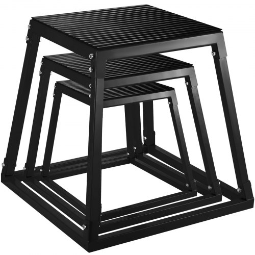 VEVOR Plyometric Platform Box, Plyometric Box Jump Set for Home Gym Training, Crossfit, Conditioning, Strength Training,Black（12/18/24/30 inch (12 & 18 & 24 inch)