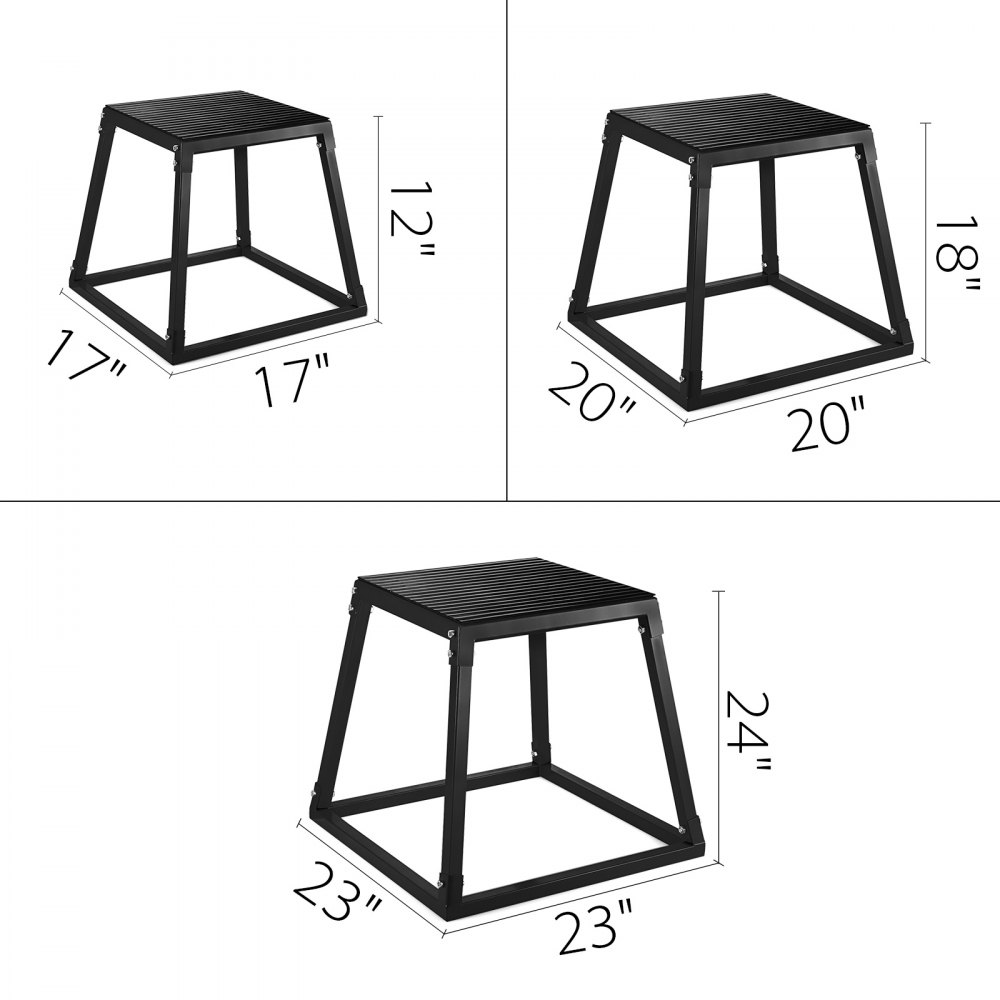 VEVOR plyometric box set with 12&quot;, 18&quot;, and 24&quot; heights.