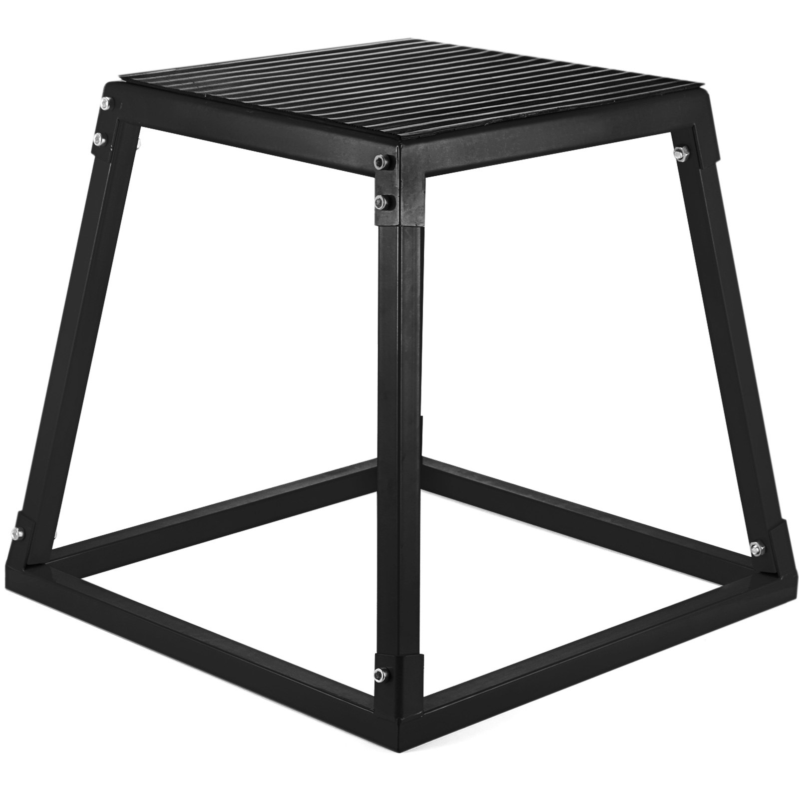 black metal VEVOR plyometric box for fitness training.