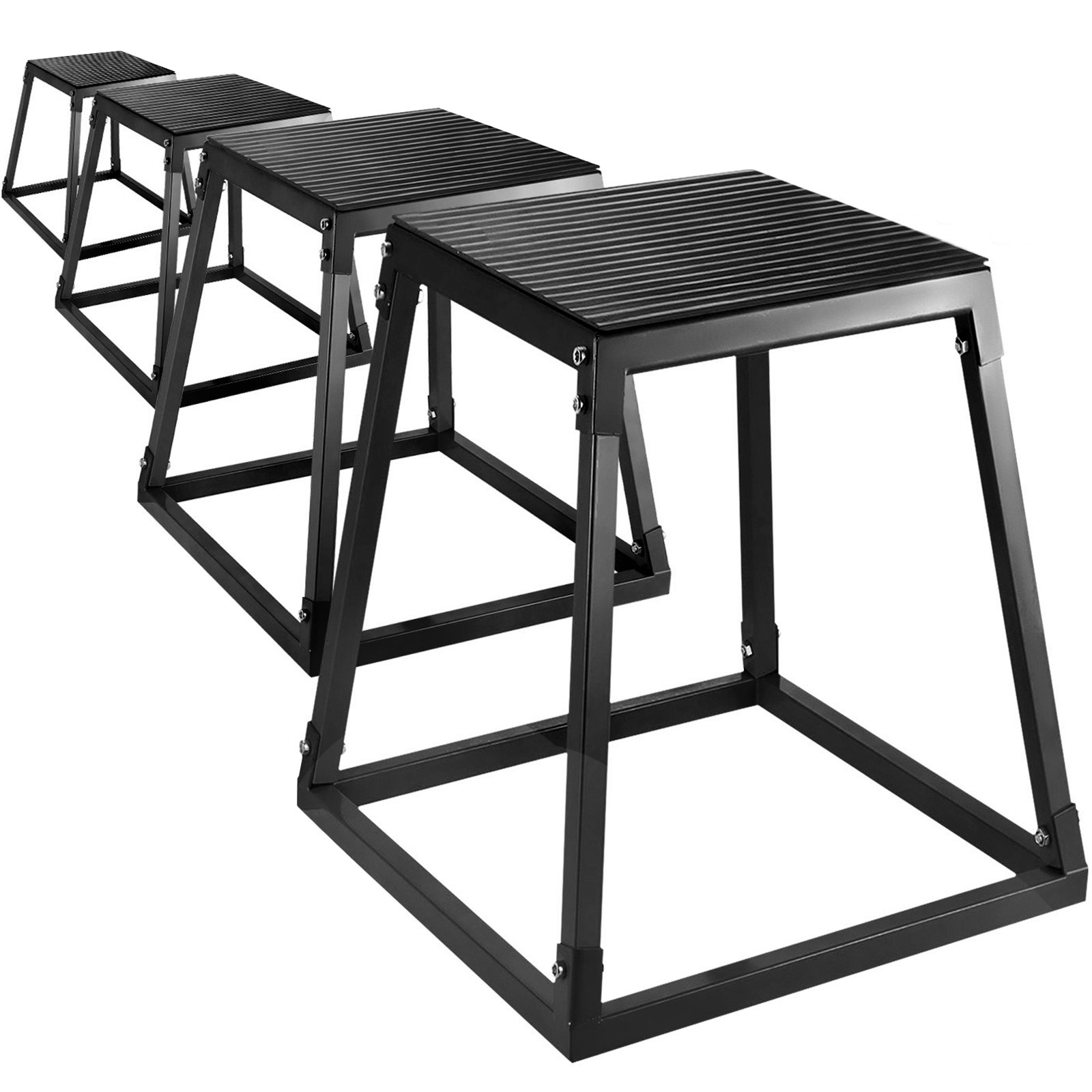 Sets of 4 Fitness Black Plyometric Platform Boxes- 30cm,45cm,60cm,76cm