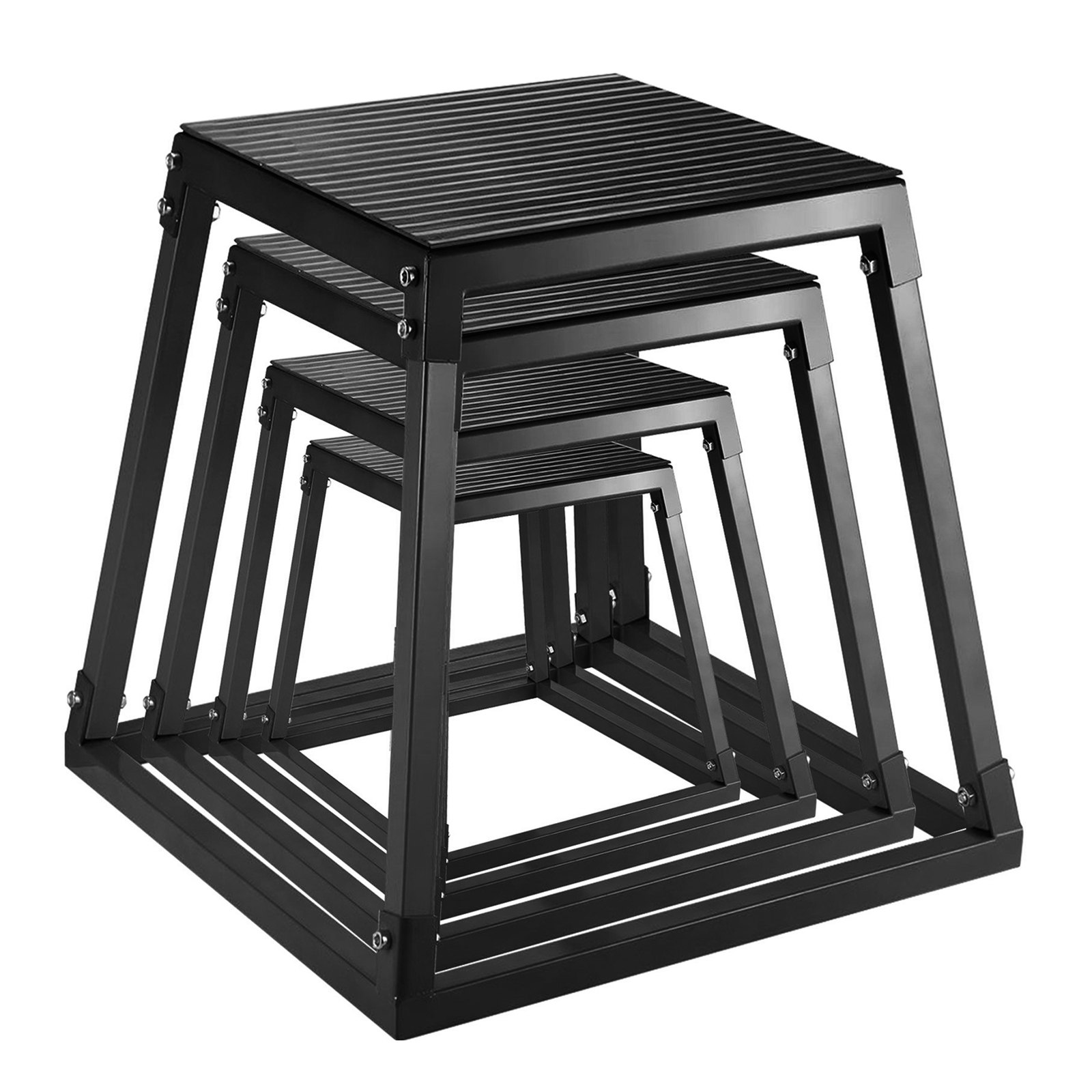 Sets of 4 Fitness Black Plyometric Platform Boxes- 30cm,45cm,60cm,76cm