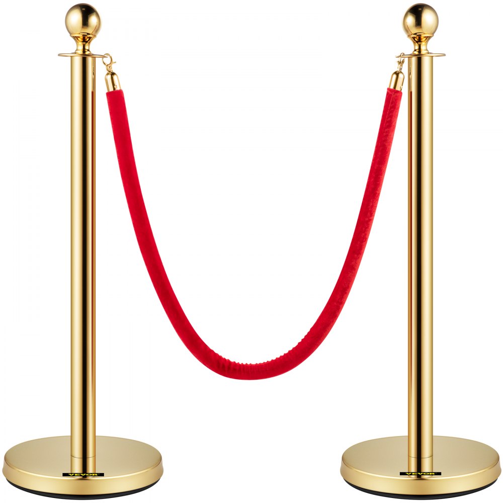 gold stanchions with red velvet rope from VEVOR velvet ropes and posts.