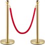 VEVOR Velvet Ropes and Posts Gold Stanchion 5ft/1.5m Crowd Control Barriers 2PCS