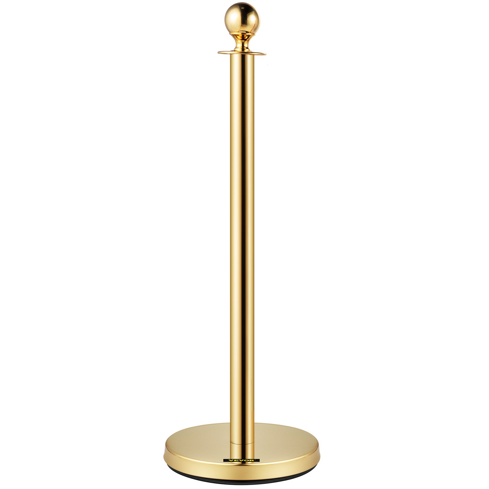 VEVOR Velvet Ropes and Posts, 5 ft/1.5 m Red Rope, Stainless Steel Gold Stanchion with Ball Top, Red Crowd Control Barrier Used for Theaters, Party, Wedding, Exhibition, Ticket Offices 2 Pack Sets