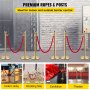 VEVOR Velvet Ropes and Posts, 5 ft/1.5 m Red Rope, Stainless Steel Gold Stanchion with Ball Top, Red Crowd Control Barrier Used for Theaters, Party, Wedding, Exhibition, Ticket Offices Pack Sets (6)