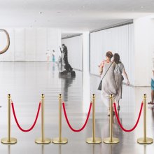 VEVOR Velvet Ropes and Posts Gold Stanchion 5ft/1.5m Crowd Control Barriers 6PCS